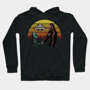 bigfoot with alien illustration Hoodie